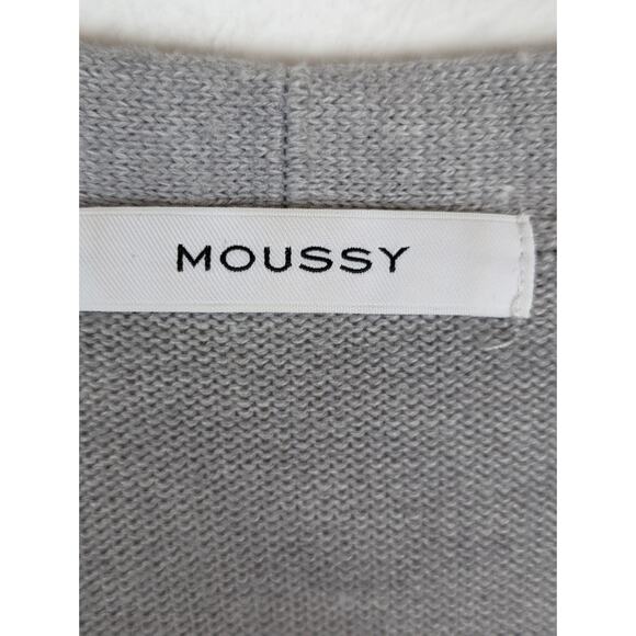 Moussy Cardigan Sweater Knit Minimalist Neutral Oversized Boho Gray Size OS - Picture 10 of 12